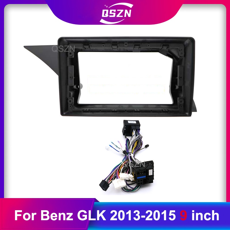 9 Car radio Installation Fascias Panel For Benz GLK 2013-2015 harness Power cable Canbus box Audio Dash Fit Panel Da